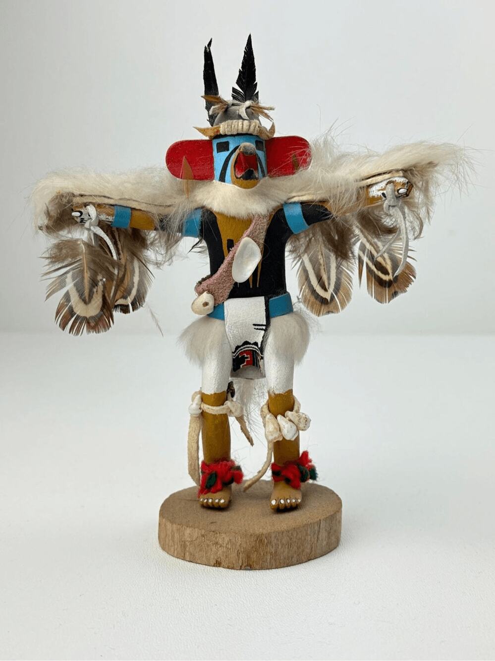 Vintage Native American Handmade Eagle Kachina Sculpture Signed Original 7.5in H